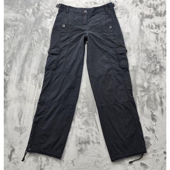 Ann Taylor LOFT Pants Womens 4 Black Ann Fit Mid Rise Straight Leg Cargo Utility - Picture 1 of 11